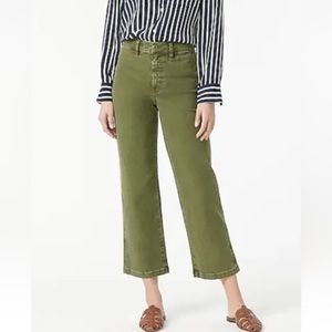 🍁JCREW NEW! Garment Dye Slim Wide Leg Jean Crop in  Loden Green Sz 27 - AV814